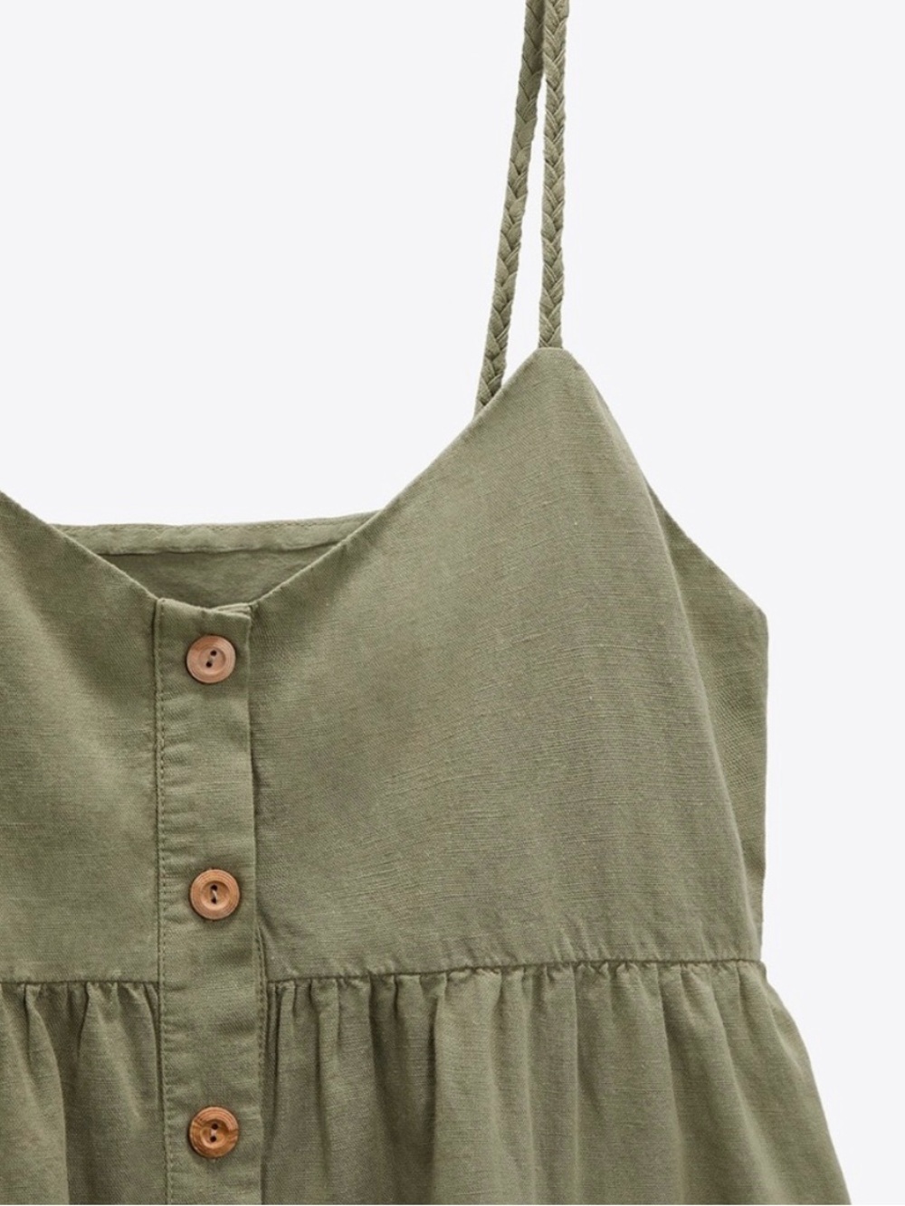 Zara Olive Green Empire Cami Dress Size XS - Picture 3 of 9